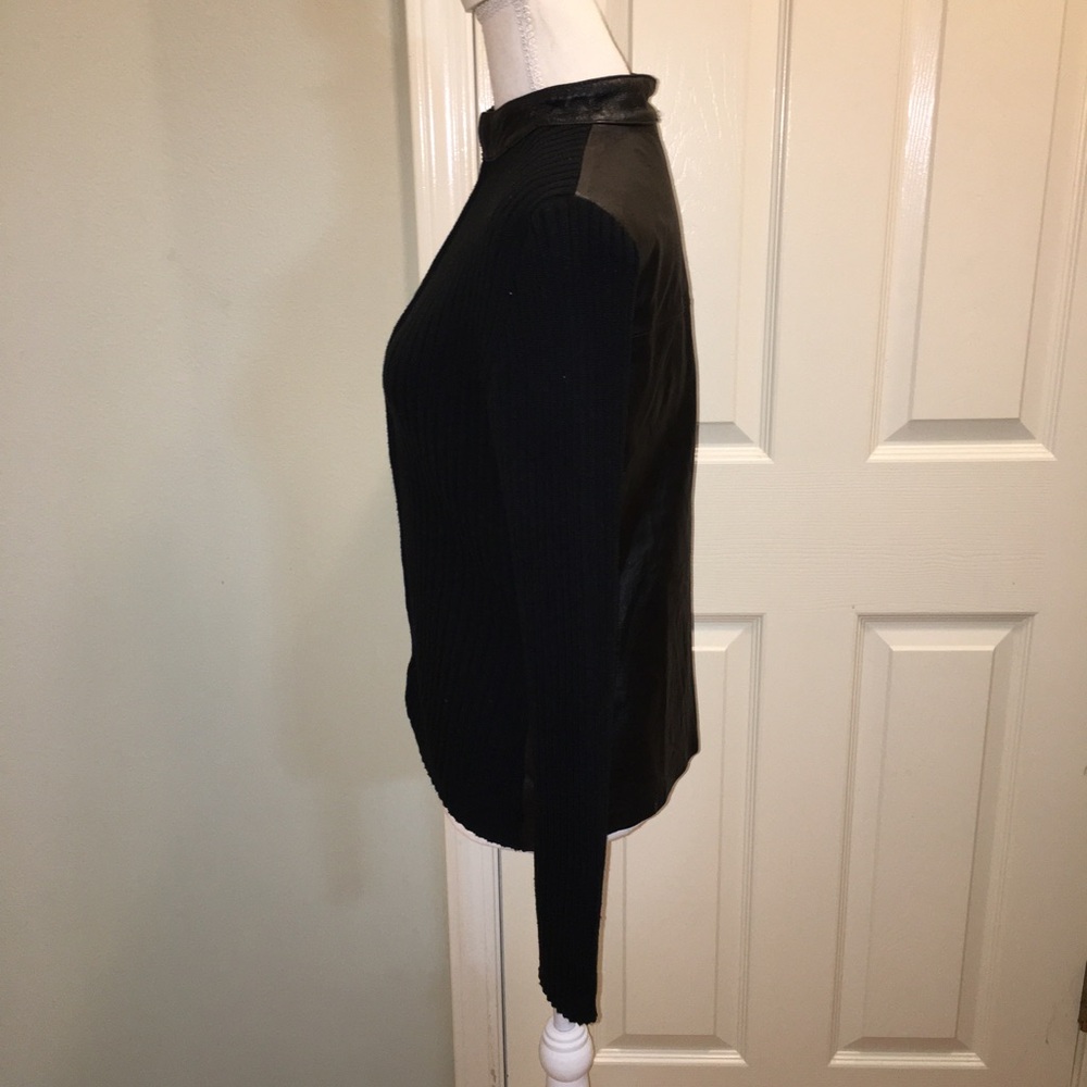 Vintage CLIO Genuine Leather/Ribbed Sweater Full Zip Jacket - Picture 9 of 12